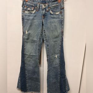 LIMITED ED Vintage True Religion destroyed super flare jeans 26